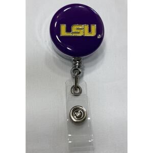 LSU Tigers Purple Logo Retractable Work ID Badge Reel Holder. NCAA